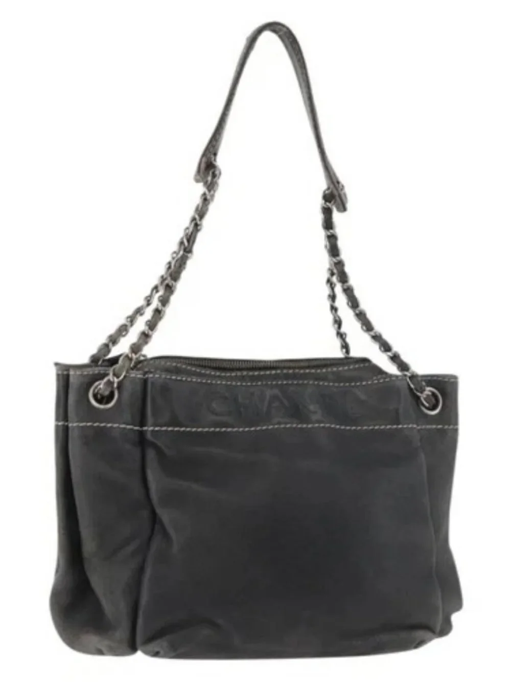 CHANEL Chain Shoulder Bag Lamb Skin Black CC Auth BA13139